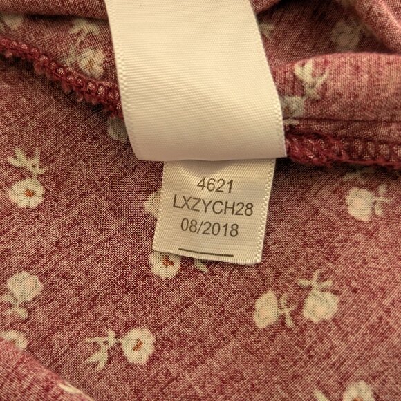 AEROPOSTALE Top Women's S Burgundy Floral Corset Babydoll Pullover Long Sleeve - Picture 12 of 16